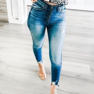 Kancan Frayed ankle skinny